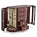 RR ROUND RICH DESIGN Jewelry Box - Made of Solid Wood with Cabinet Type 5 Drawers Organizer and 2 Separated Open Doors on 2 Sides and Large Mirror Brown