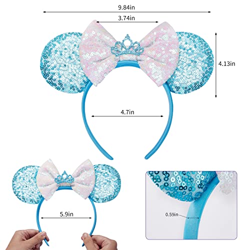 Image of FANYITY Mouse Costume Ears,2 Pcs Mouse Ears Headbands for Girls & Women Party,Size Free (Blue Crown 2)