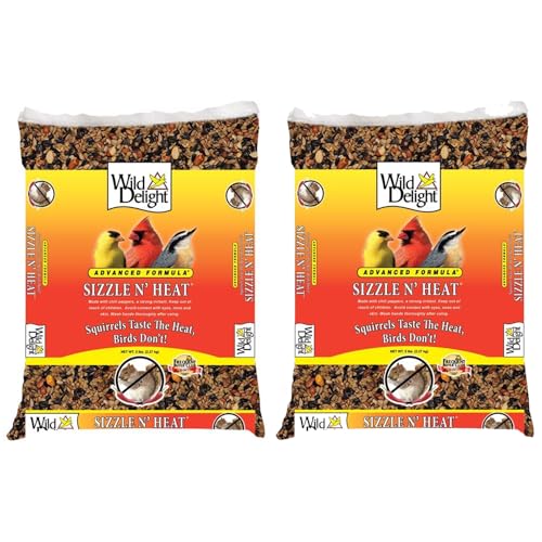 WildDelight Hot Blend Wild Bird Food with Sunflower Kernels Premium Songbird Sizzle N Heat Seed Mix Works with Tube Hopper & Platform Feeders High Energy Blend 5 lb Bags (2 Pack)