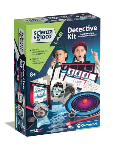 Clementoni Lab Experimentos Ciencia, Laboratorio, Detective, Kit de Detección de Huellas Digitales, Juego Científico 8 Años, en Italiano, Made in Italy, Multicolor, 19230