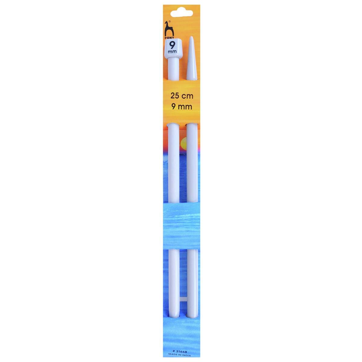 Pony Plastic Knitting Pins/ Knitting Needles 25cm long - 9mm