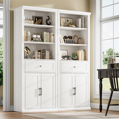 Rresyet Bookcase, 6 Tier White Bookshelf 28