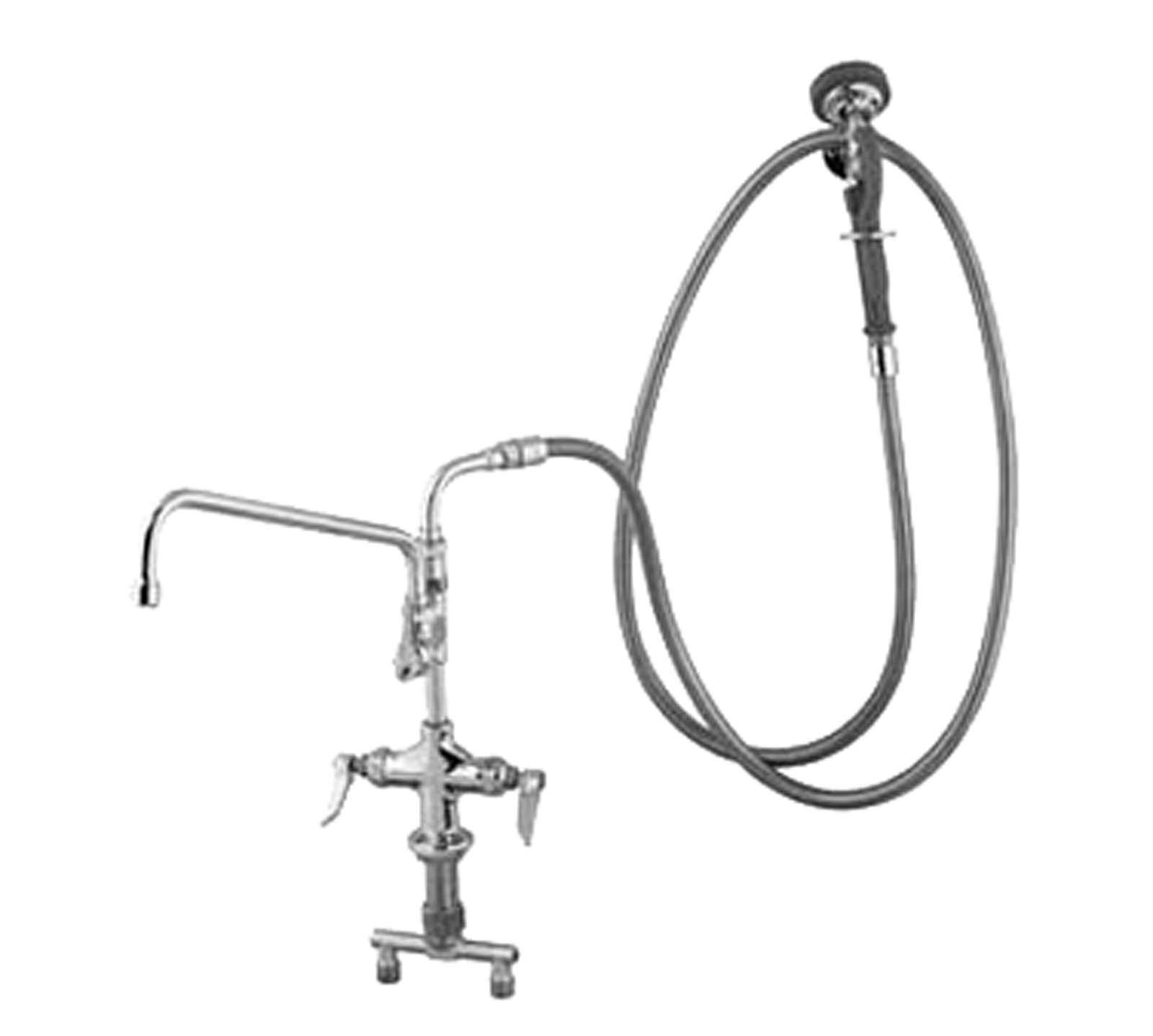 T&S Brass B-0176 - Conjunto de pulverizador con base de un solo agujero con esparcidor de 4 pulgadas y válvula de pulverización en ángulo de grifo de 12 pulgadas