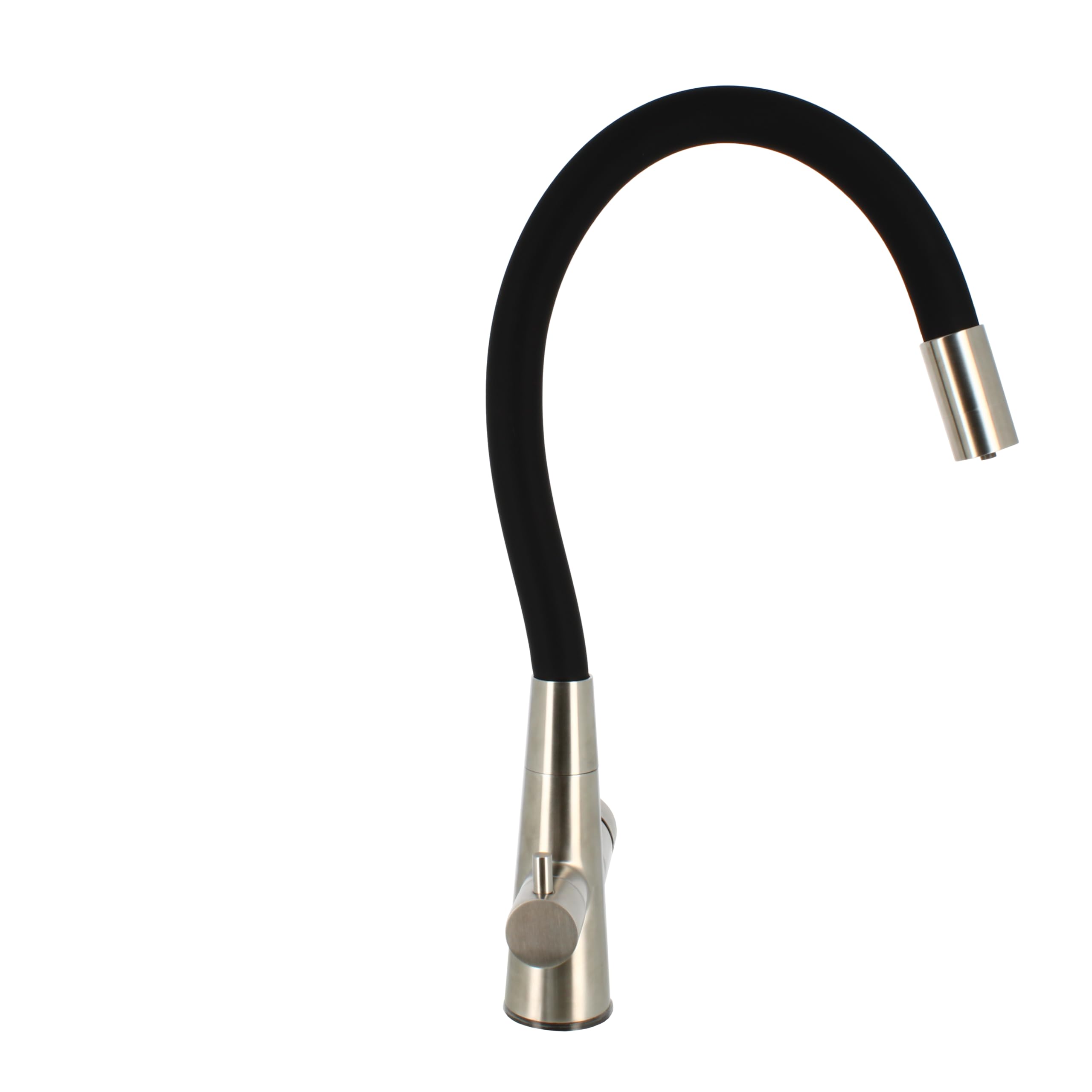 Robinet 3 voies avec tige flexible en acier inoxydable noir satiné