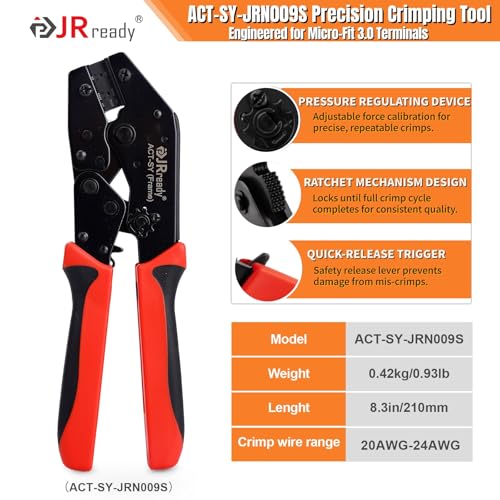 Image of JRready Micro-Fit 3.0 Connector Crimping Tool Kit, 2-8 Pin, 2 Extractors
