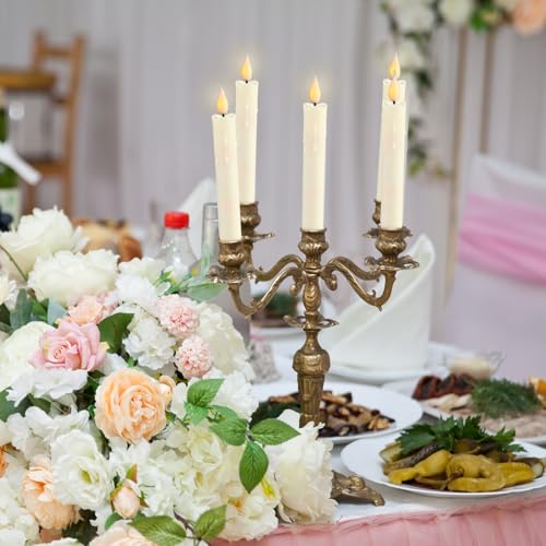 Image of Baquler 24 Pcs 6.5 inch Ivory Flameless Taper Candle LED Stick Battery Operated | Candles Sticks Bulk, No Battery, Flickering LED Candlestick, Window Wedding Halloween Christmas Decor, Plastic
