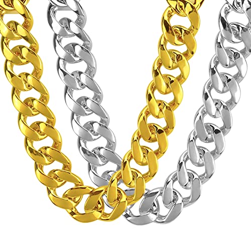 Chaîne torsadée en argent 32 & 36 pouces lot de 2 gros colliers acrylique