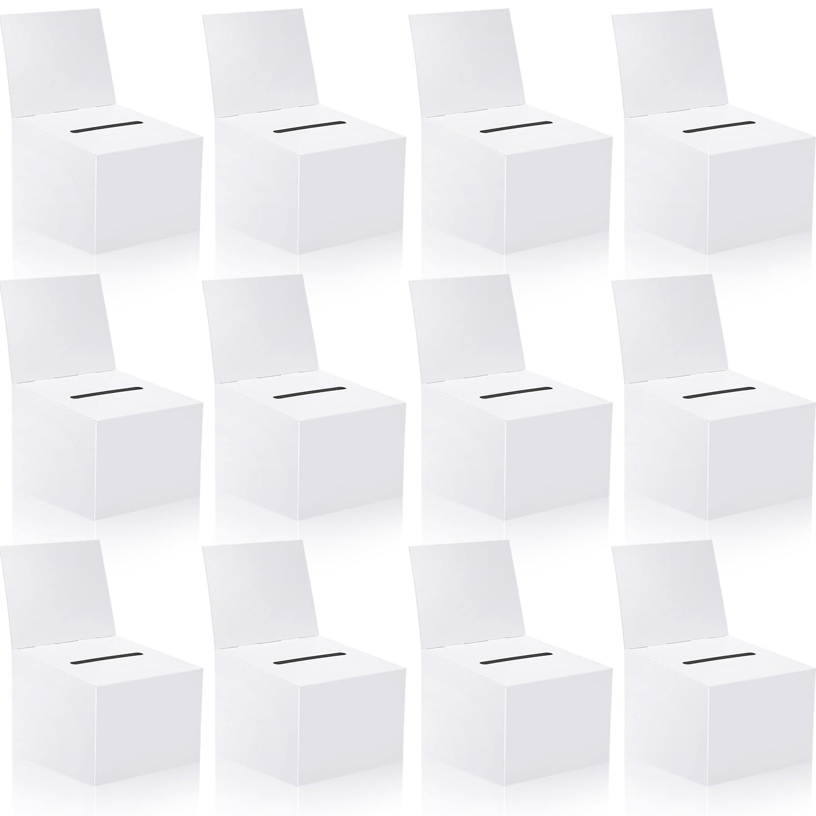 12 Pack Raffle Boxes Ballot Box Suggestion Box with Slot, 6.5 x 4.5 x 4.5 Inch Cardboard Raffle Boxes with Slot for Ticket and Removable Header for