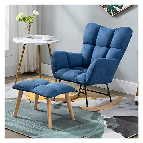 Mecedoras de lactancia con taburete de mediados de siglo, respaldo alto, mecedora mecedora de tela de peluche, asiento acolchado, silla de descanso para sala de estar, dormitorio, oficina, guardería