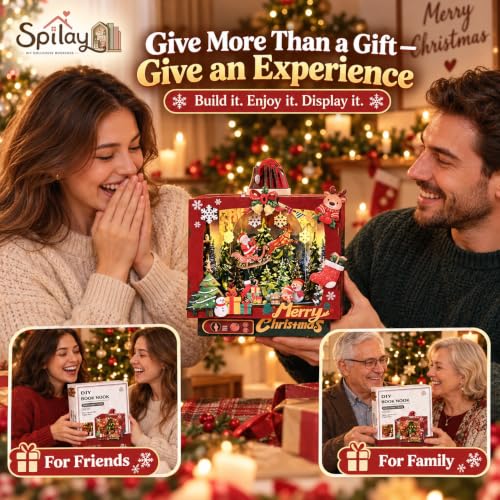 Image of Spilay DIY Miniature House Kit for Adults, Christmas Trioz Dollhouse Kit