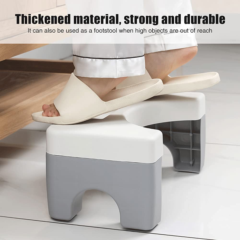 Tabouret Pliable 40 Cm Haut - Stable, Antidérapant - Portable Léger - Pour Salle De Bain, Cuisine, Extérieur (kaki/blanc)