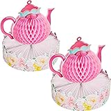 WILLBOND Floral Tea Party Centerpiece Princess Party Decorations Floral Tea Table Decorations Teapot...