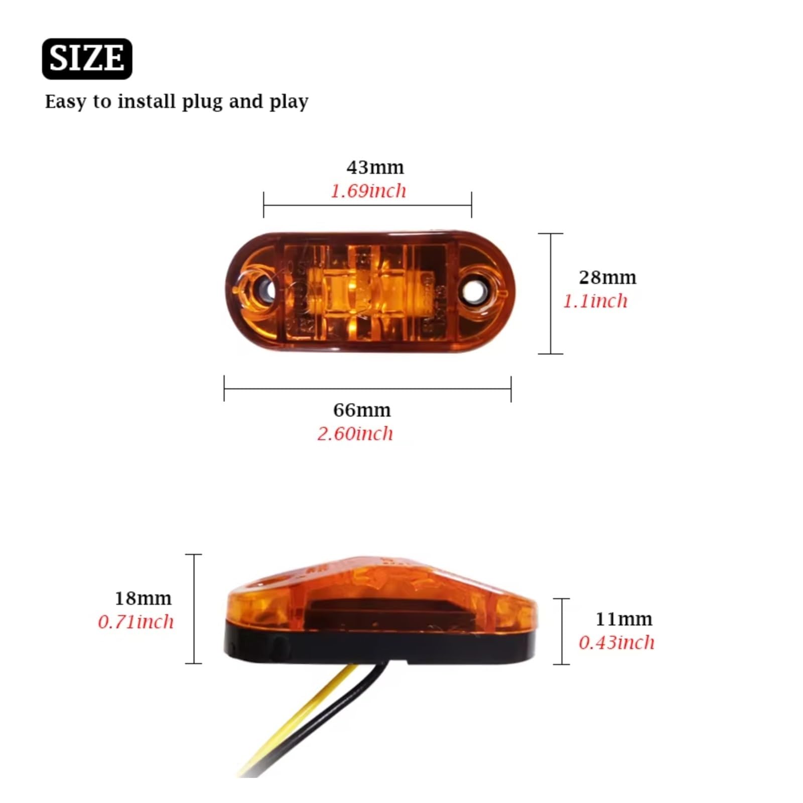 Gruppo Ottico Posteriore Per auto camion rimorchi moto barca 2 X 12 V-24 V 6 LED numero targa luce lampada fanale posteriore universale Fanale Posteriore(Bianco,20 Pieces)