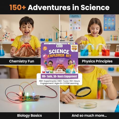 Image of Physics Wallah Science Explorer Kit for Kids 8+, 150+ STEM Experiments with Step-by-Step Manual, DIY Science Projects, Educational Learning Toy, Hands-On Activities, Birthday Gift for Boys & Girls