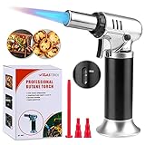 Butane Torch, Aottom Kitchen Torch Lighter, Mini Cooking Blow Torch, Culinary Blowtorch Lighters Refillable with Safety Lock & Adjustable Flame for Creme Brulee, BBQ, Baking (Butane Gas Not Included)