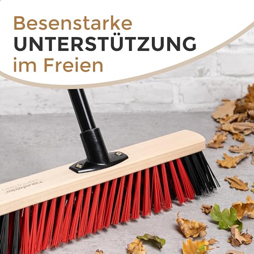Hausfelder Besen Set, Zimmerbesen 30 cm breit mit Stiel für innen + Straßenbesen 40 cm breit mit Stiel für Außen, Stubenbesen und Gartenbesen, Indoor und Outdoor – Bild 5