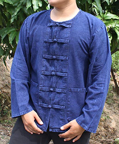 RaanPahMuang Traditional Thai Indigo Dyed Farmers Shirt Long Sleeve Open Collar2