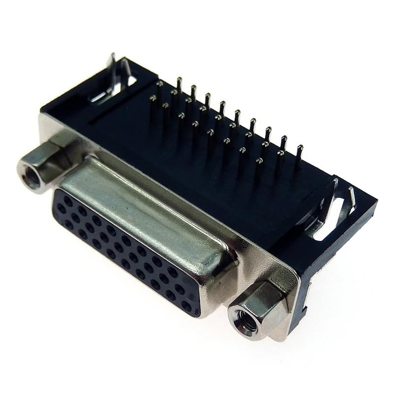 Image of 2PCS DB25 Female Male PCB Mount D-Sub 25 pin PCB Connector RS232 Connector 90-Degree Bent Needle DR25(Female Black)