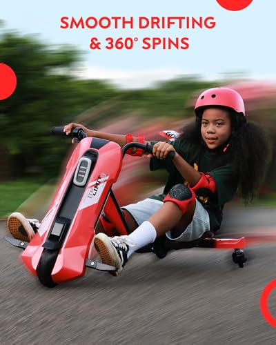 Image of 24V Electric Go Kart for Kids Age 6-12, 360 Spin Drift Cart, Red