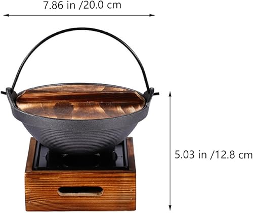 Miniatura 3 de Sukiyaki - Juego de ollas calientes japonesas de hierro fundido, olla antiadherente de 7.87 pulgadas con pequeña estufa de aluminio para uso en