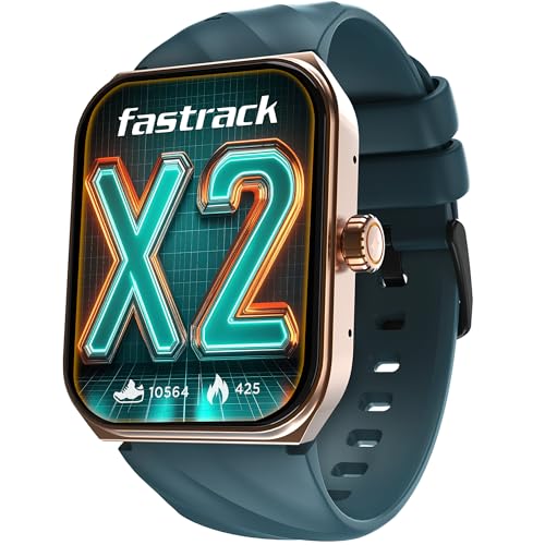 Image of Fastrack Limitless X2 Smart Watch, 1.91 inch Ultravu with Rotating Crown, 60 Hz Refresh Rate, Advanced Chipset, Singlesync BT Calling, 100+ Sports Mode & Smartwatch Faces, IP68, Teal