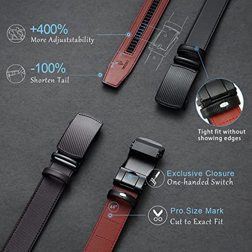 Image of DOOPAI Men's 2 Pack Ratchet Dress Belt - Adjustable 1 3 /8 inch Genuine Leather, Size Length Can Be Cut, With Gift Box