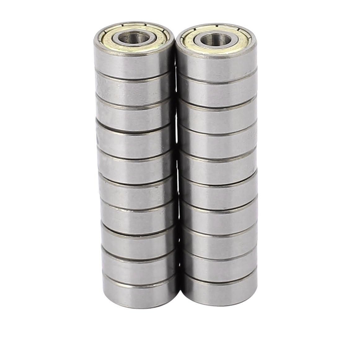 Aspectos, 20 piezas de rodamientos bolas blindados sellados ranura profunda metal 6 mm x 17 tono plateado