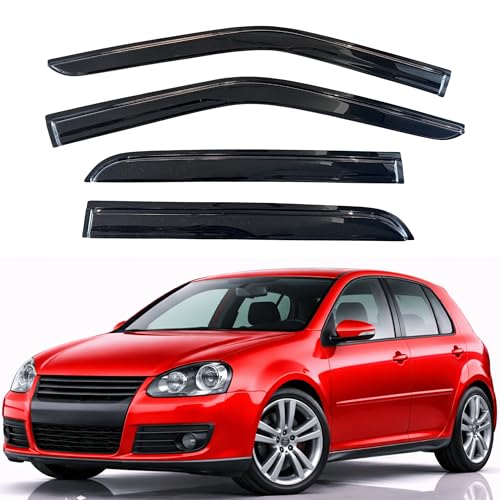 Image of KPY Rain Guards Fit for 2004-2009 Volkswagen Golf, Out-Channel Window Visors Vent Wind Deflectors 4PC, Car Accessories for 04-09 VW Golf (5-Door Only)