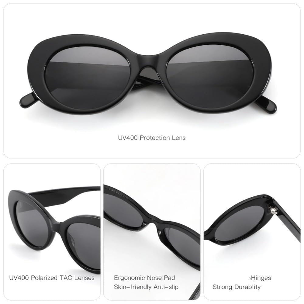Gafas de sol polarizadas ovaladas de acetato con protección UV400