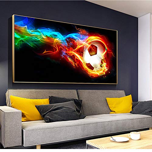 Affiche football abstrait coloré toile 40x80 cm sans cadre déco salon