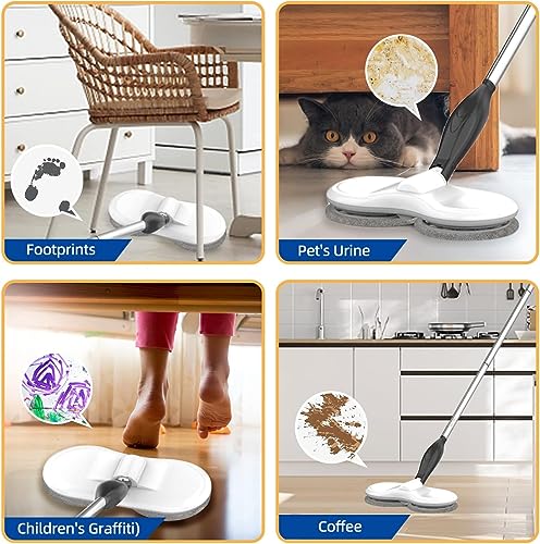 SyncTech Floating Mop - Spin mops for cleaning floors - Motorised Electric mop Cordless and rechargeable, Rotating head Microfibre mop, Long life Battery and Lightweight - Image 7