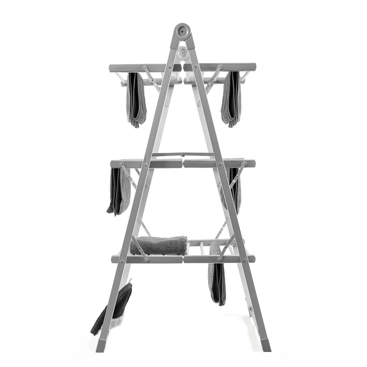 Tendedero eléctrico plegable interior – Secador de ropa eléctrica – Cuerda plegable – 30 barras – Secador interior plegable, secado rápido, soportes para zapatos, temperatura 55°C – Aluminio
