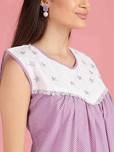 Image of 9shines Label Cotton Sleeveless Nighty | All Over Print Maxi Night wear for Women | Full Length Night Gown Night Dress for Women Stylish (Cotton Sleeveless 25)