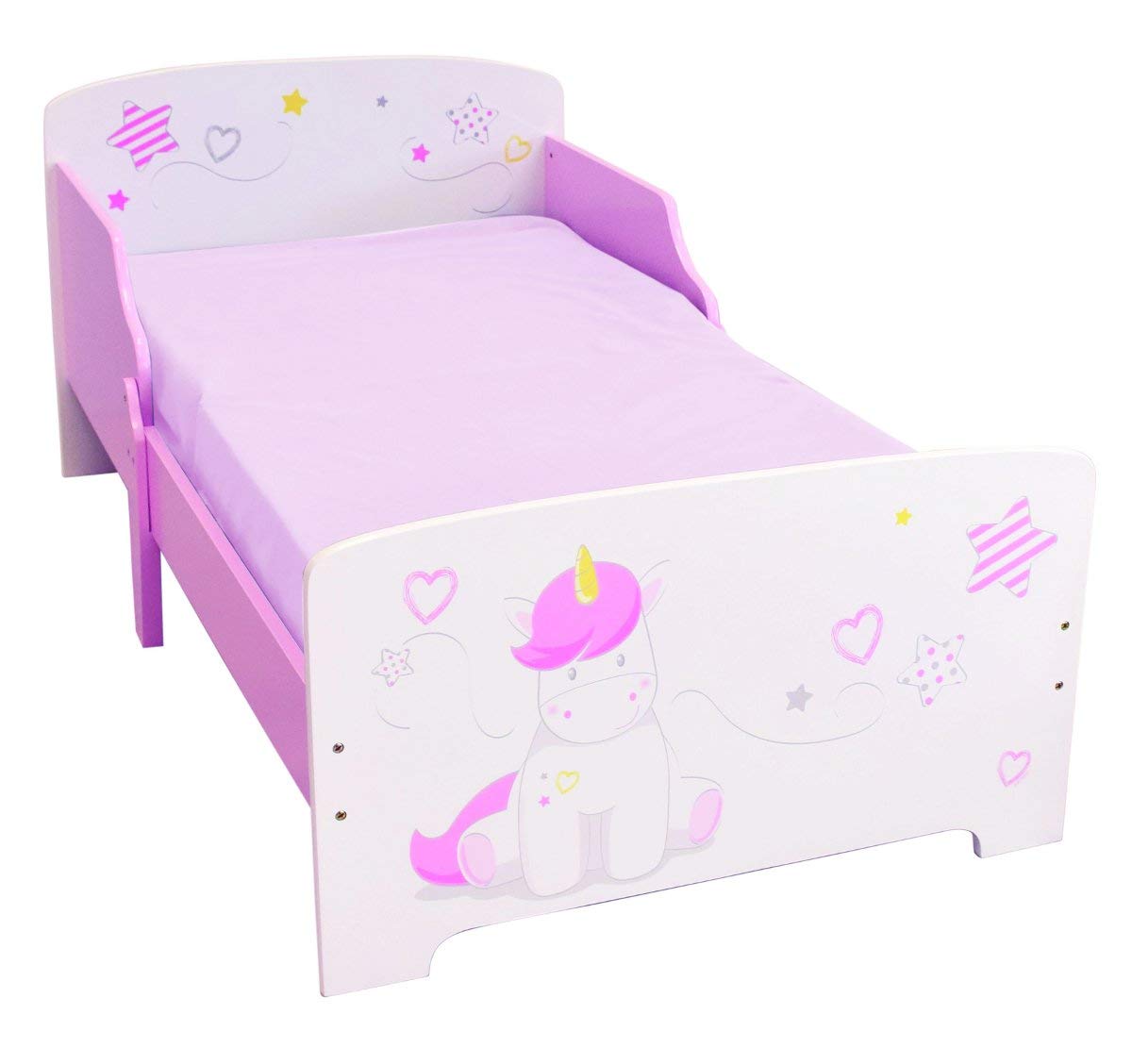 Komplettset Premium Kinderbett Einhorn = Bett + Matratze & Bettwäsche + Decke + Kissen