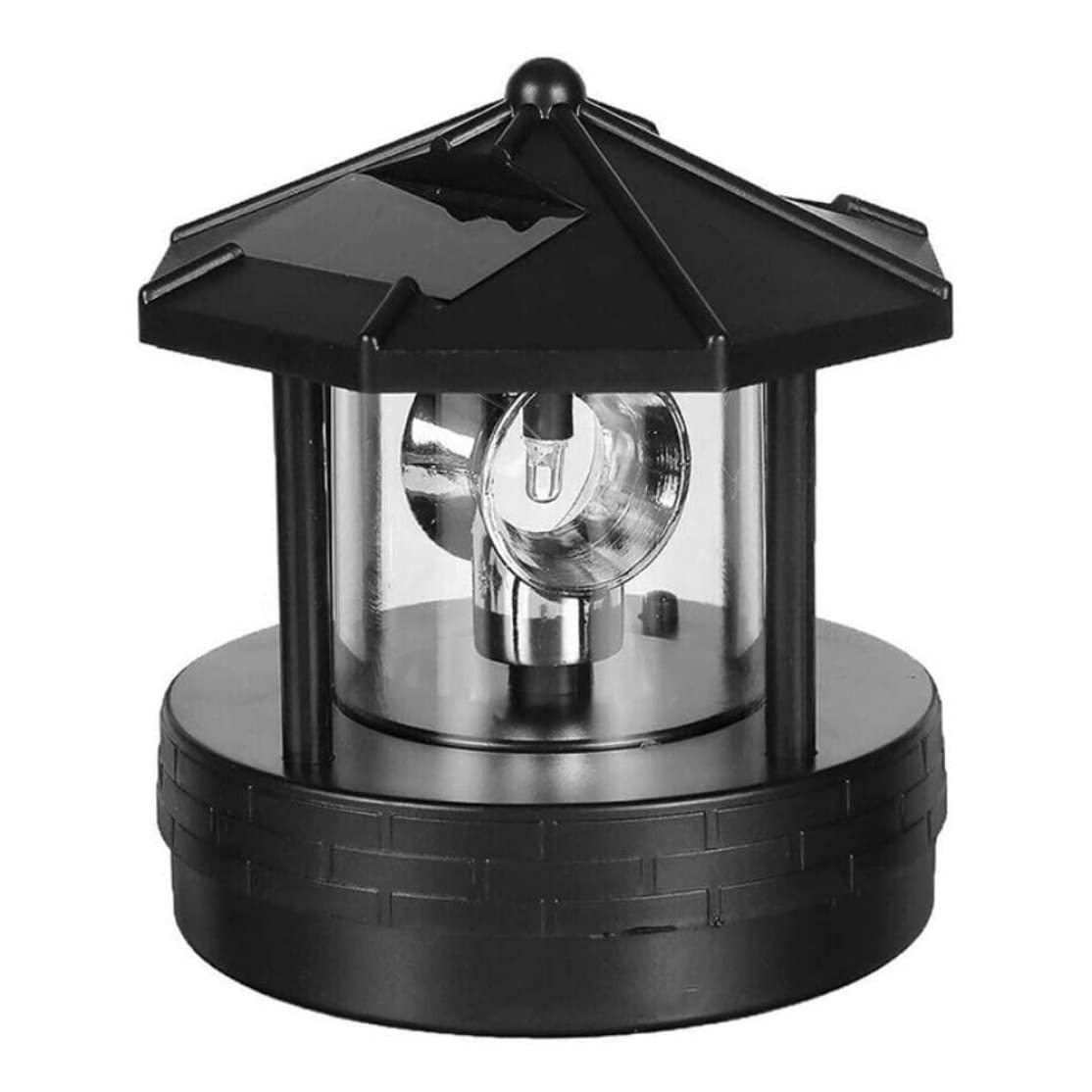 Phare solaire avec balise rotative étanche pour jardin extérieur sans fil