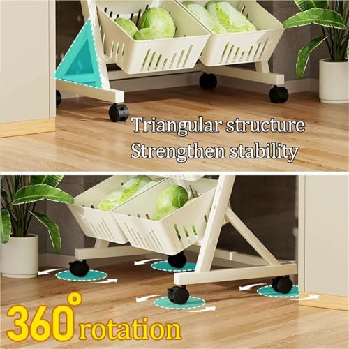 Küchenwagen, mehrstöckiges Küchenregal, rollender Vorratswagen für Obst, Gemüse und Snacks, platzsparendes Design für Küche und Waschküche