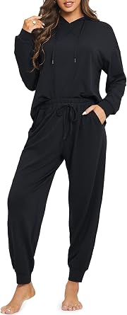 DOBREVA Womens Pajama Sets Long Sleeve Hoodie PJ Pockets Pants Tie Dye Two Piece Sleepwear Loungewear Sweatshirt