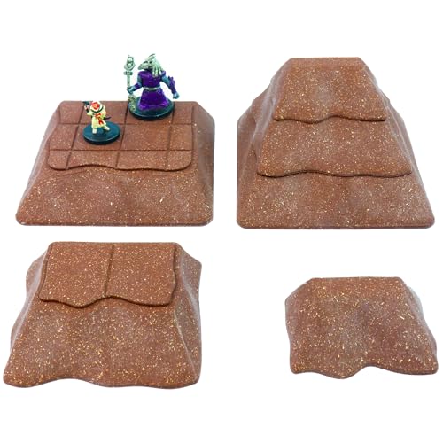 Dirt Ramps Kit - Mini Dungeon Castle Cavern DND Terrain for Tabletop RPGs, Dungeons & Dragons, Pathfinder, War Gaming, and More! - by DCD (6 Stackable Ramp Pieces)