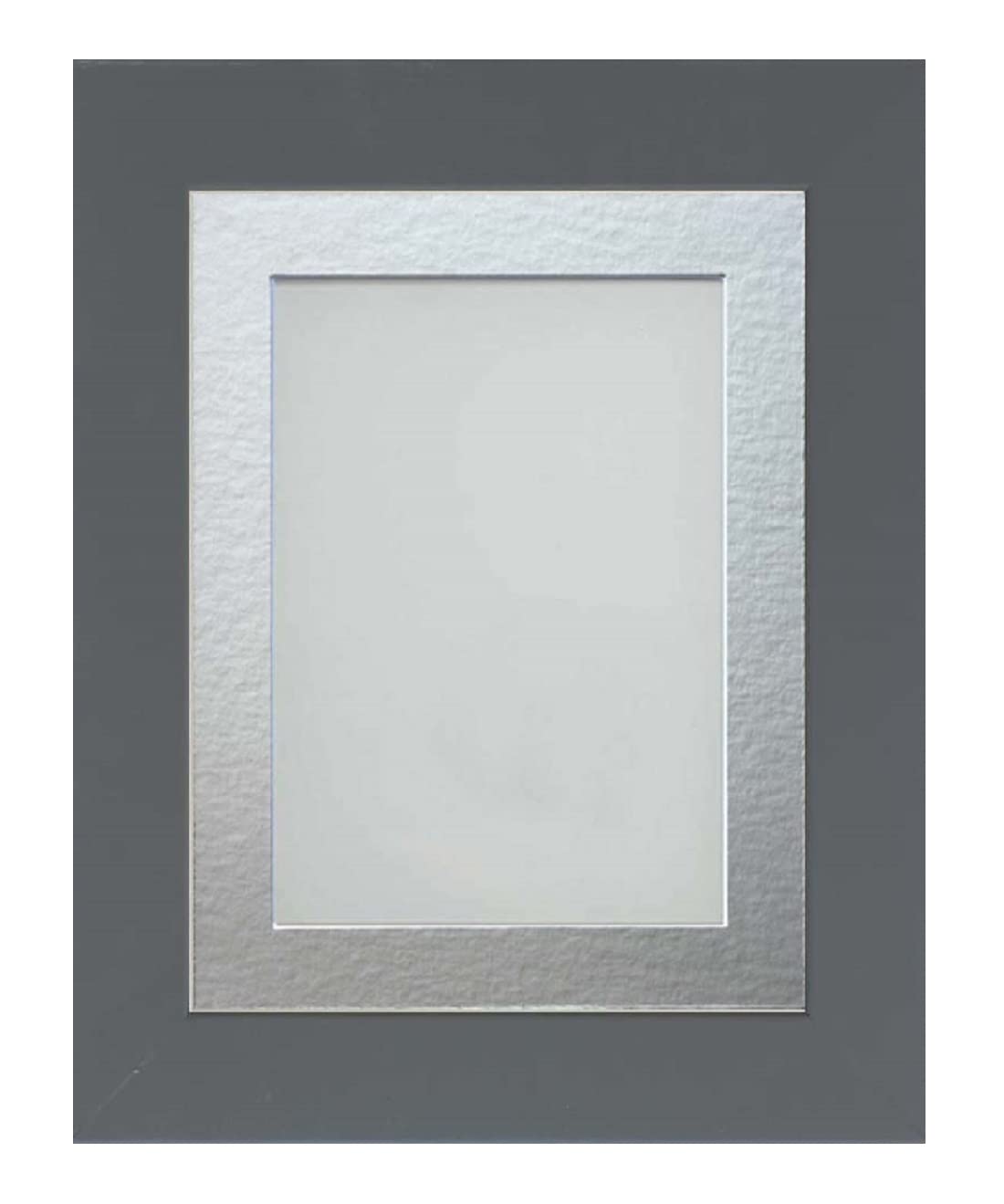 Frame Company Watson Grey Picture Photo Frame fitted with Perspex, 14x11 inch with Silver Mount for image size 12x8 inch