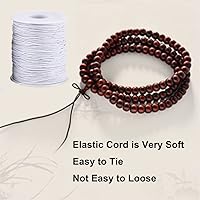 Vista 6 de Cuerda elástica para pulseras, 1 mm x 100,6 metros de cordón elástico resistente para hacer joyas, collares, ensartar cuentas - Blanco