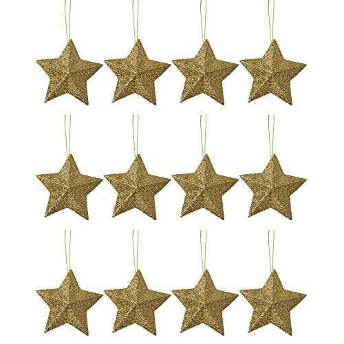 My Planet 12 x Glitter Oro 3D A Forma di Stelle da Parete Albero di Natale Ornamento Finestra Decorazioni Natalizie Accessori