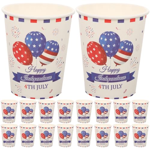 Happyyami 48 Gobelets En Papier Patriotiques Avec Motif Drapeau Américain Pour Fête Du 4 Juillet Léger Et Jetable Pour Réunions Familiales Et Activités...