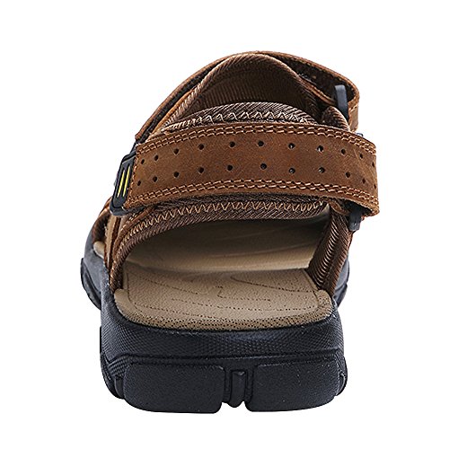 Men's Closed-toe Hook&Loop Leather Outdoor Trekking Sports Sandals Shoes4