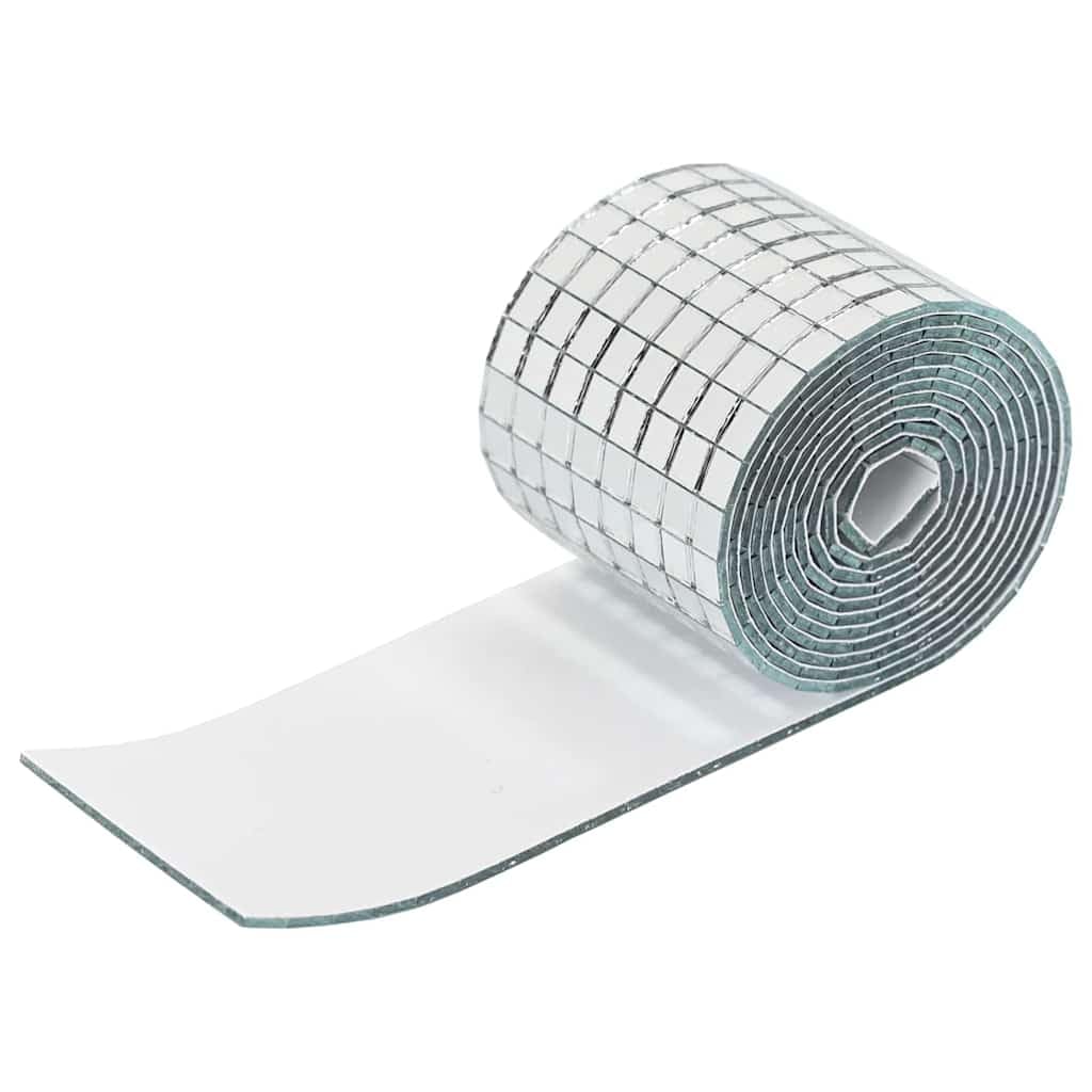 Zestaw 12 lustrzanych płytek mozaikowych, samoprzylepnych, 100 x 4 cm, szkło dekoracyjne, bordiura do dekoracji ściany, srebrna, geometryczny wzór