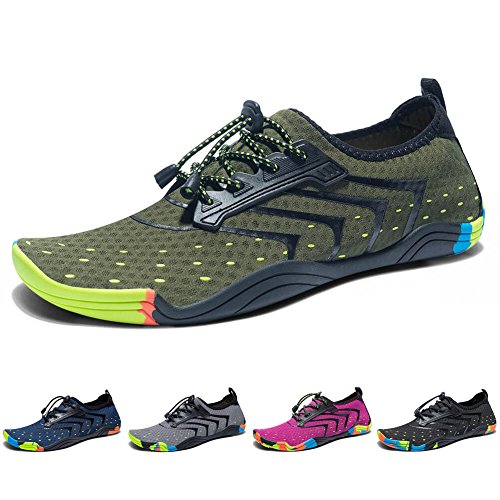 Yorgou Chaussures Aquatiques pour Homme Femme Chaussures d'eau Chaussures de Plage Chaussures de Yoga Plongée Surf Piscine Sport Aquatique, Vert, 38 EU
