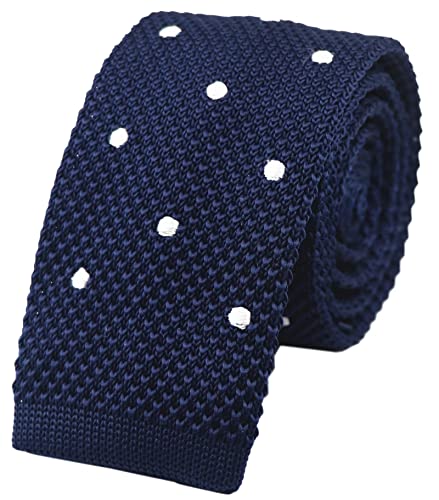 Vizakiss Men's Navy Blue Knit Ties Polka Dots...