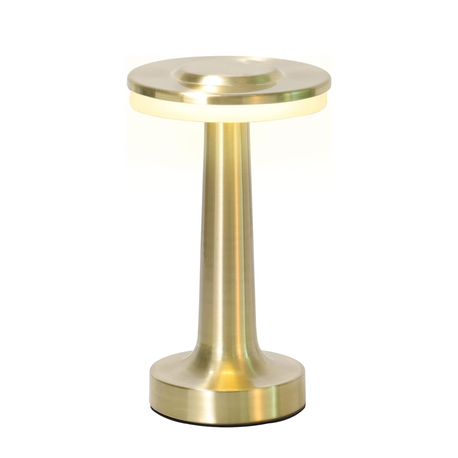 HJLRR Touch Cordless Table Lamp, 3 Color Stepless Dimming Lights, LED Battery Operated Desk Lamps, Portable USB Metal Bedside Lamp for Bedroom/Bedside/Study (Gold)