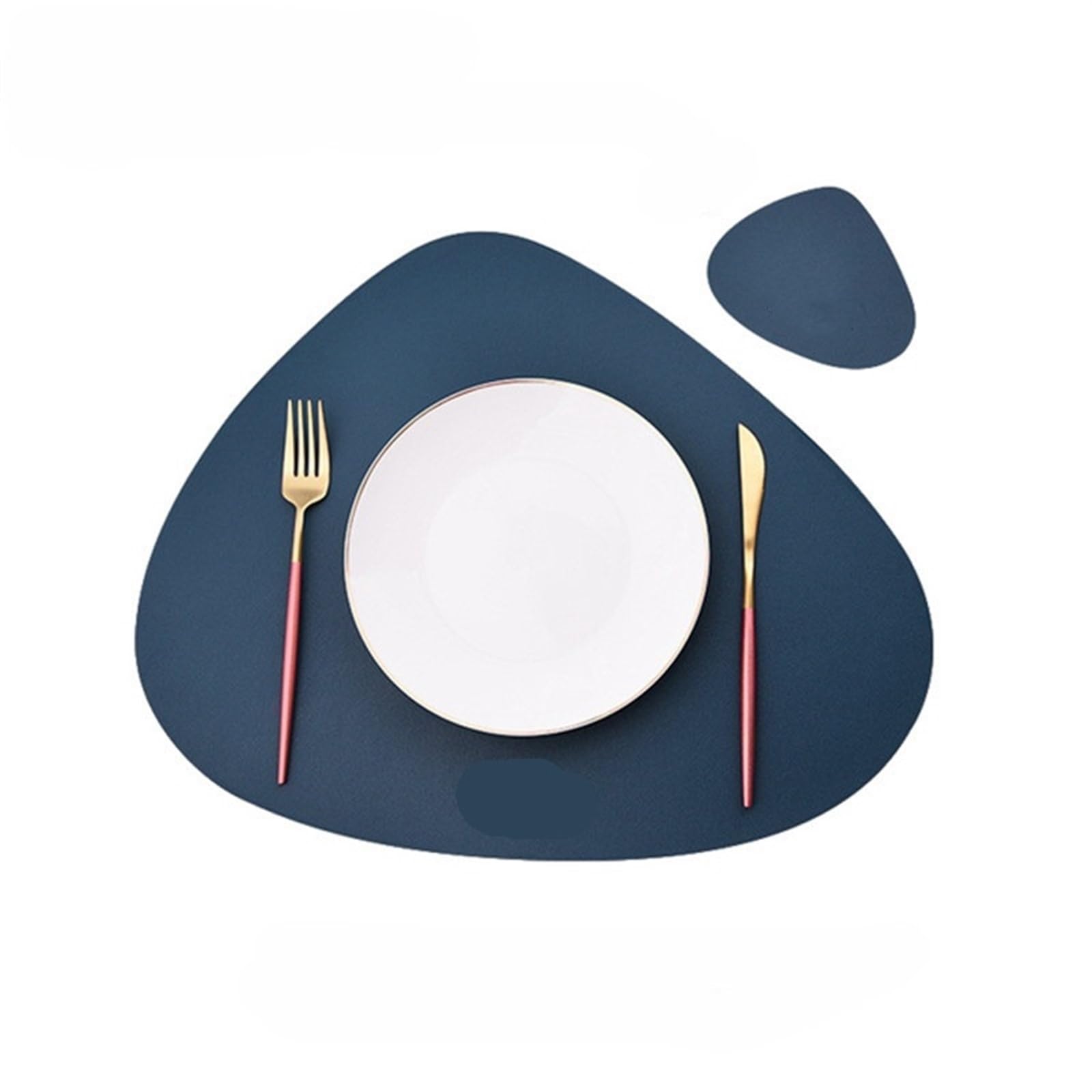 place mats for table 1Set Placemat and Coaster Set Shaped Table Pad Place Mat Tableware Cafe Kitchen Accessories for Kitchen Restaurant Dining Table(Blue)