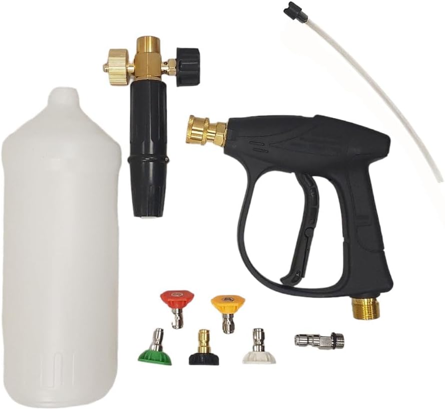 proven part 1/4In Pressure Washer Gun Car Wash Lance with Foam Bottle and Tips