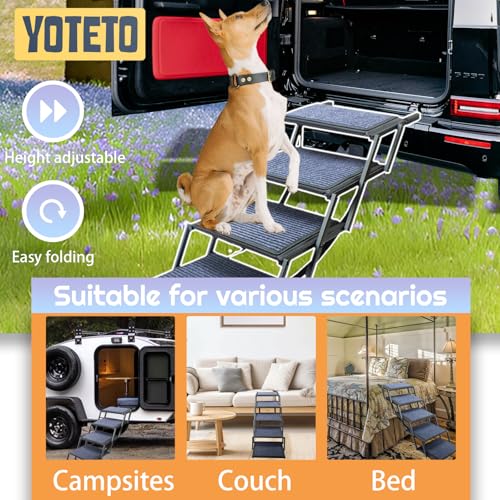 image for Yoteto Dog Ramp for Car Truck and SUV Dog Stairs for Large Dogs Foldin